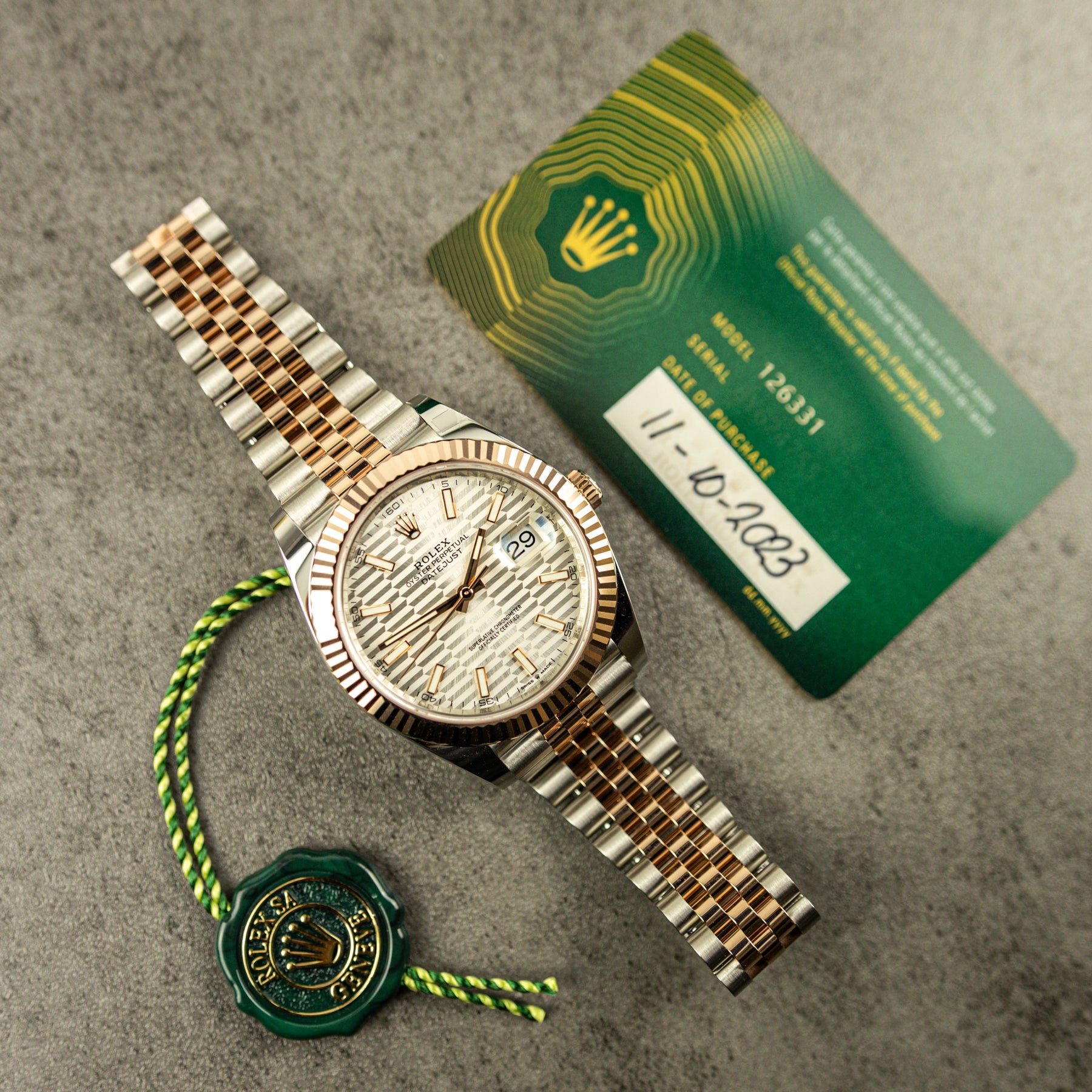 2023 Rolex DATEJUST 41mm Steel & Everose Gold, Fluted Bezel, Motif Dial 126331 AT RR JEWELLERS YARM