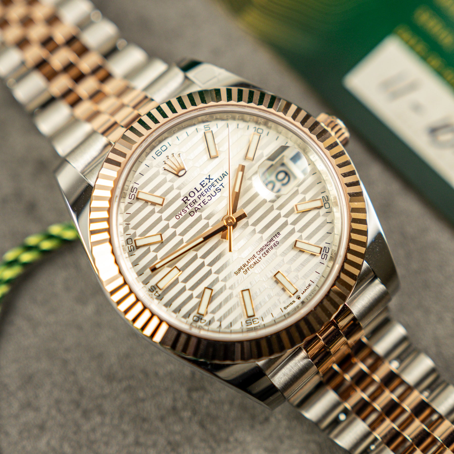 2023 Rolex DATEJUST 41mm Steel & Everose Gold, Fluted Bezel, Motif Dial 126331 AT RR JEWELLERS YARM