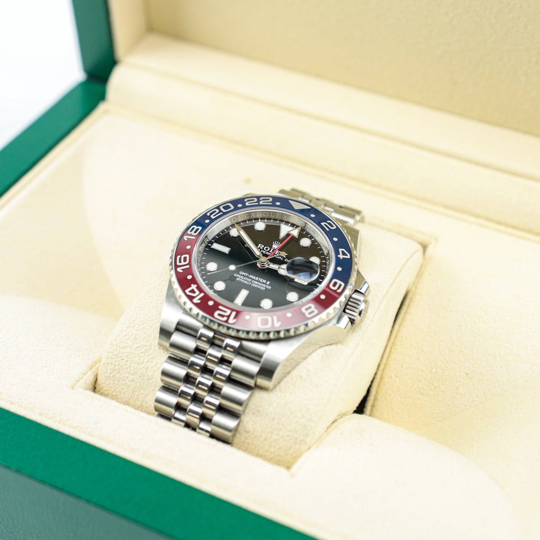 Pre - Owned Worn 2023 Rolex GMT-MASTER II 'Pepsi' 126710BLRO Full set with box & papers available at RR JEWELLERS YARM