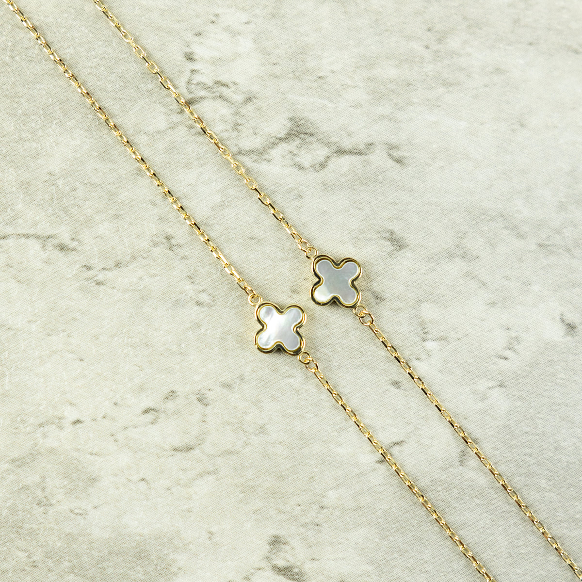 Designer Inspired 9ct Yellow Gold 3 Mother Of Pearl Petal Necklace at RR JEWELLERS