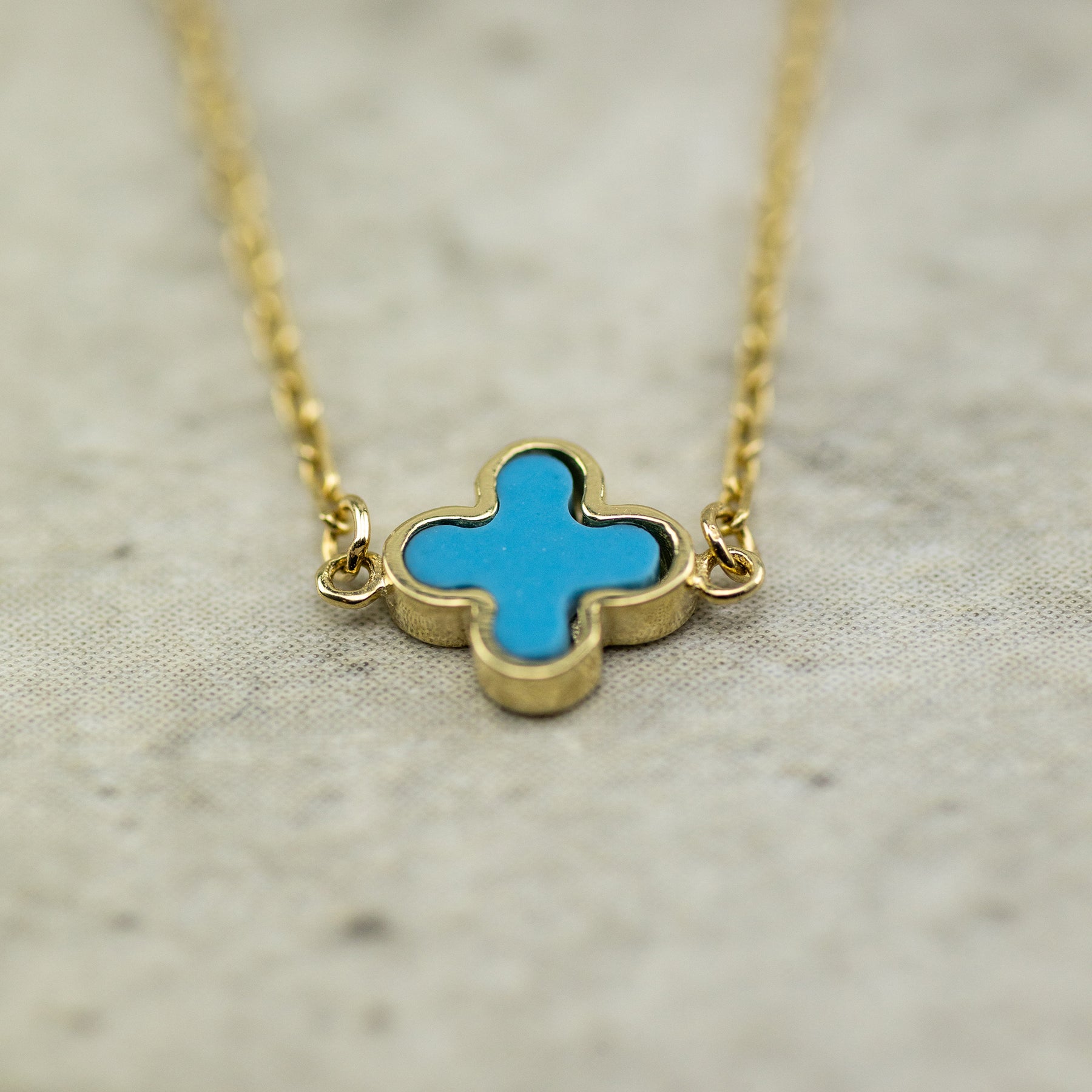 9ct Yellow Gold 3 Turquoise Petal Necklace AT RR JEWELLERS YARM
