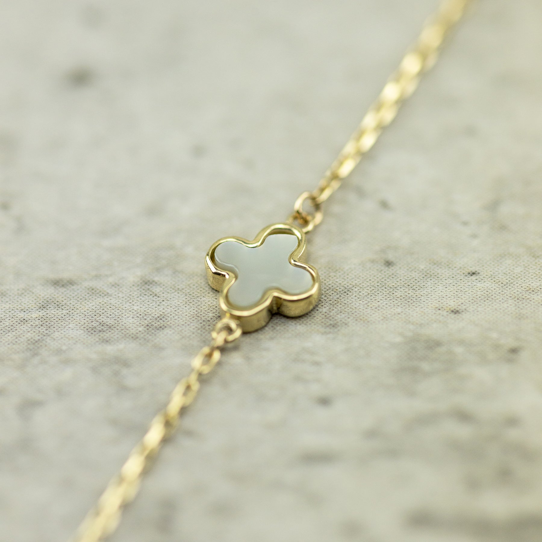 Designer Inspired 9ct Yellow Gold 3 Mother Of Pearl Petal Necklace at RR JEWELLERS