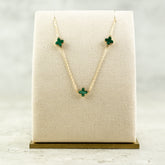 Designer Inspired 9ct Yellow Gold 3 Malachite Petal Bracelet AVAILABLE AT RR JEWELLERS YARM