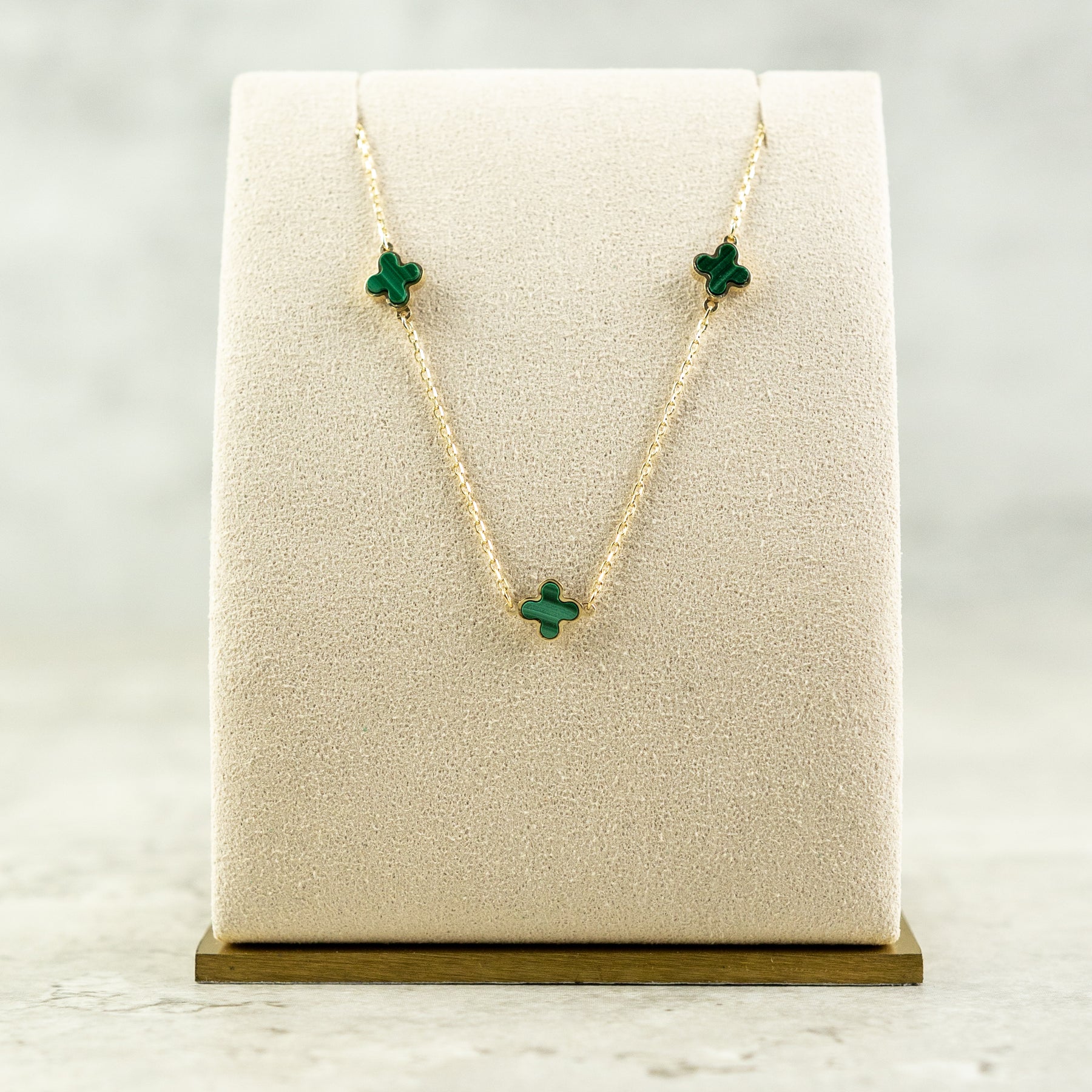 Designer Inspired 9ct Yellow Gold 3 Malachite Petal Bracelet AVAILABLE AT RR JEWELLERS YARM