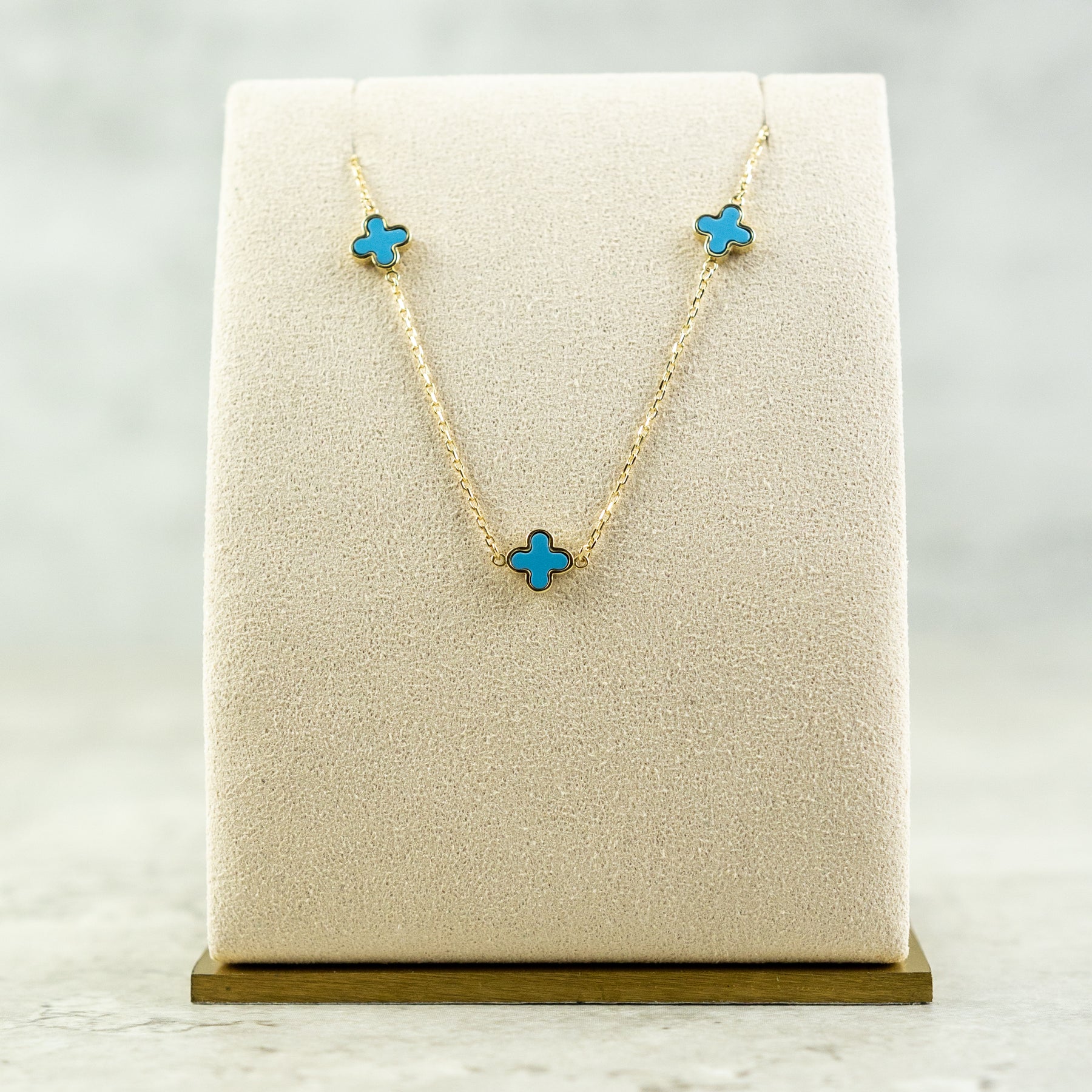 Designer Inspired 9ct Yellow Gold 3 Turquoise Petal Bracelet