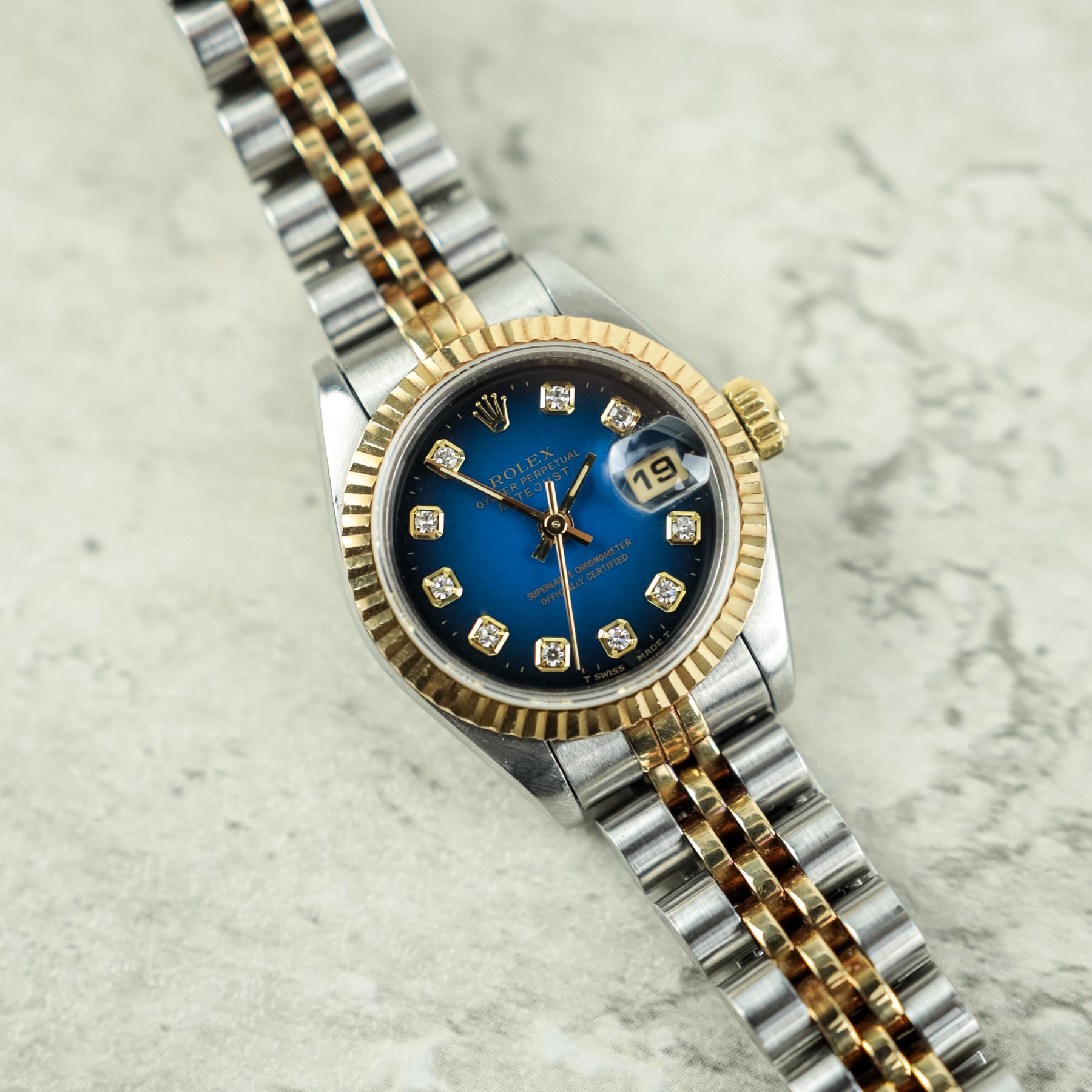 1995 Rolex DATEJUST 26mm Steel & Yellow Gold, Fluted Bezel, Diamond Dot Available At RR Jewellers Yarm