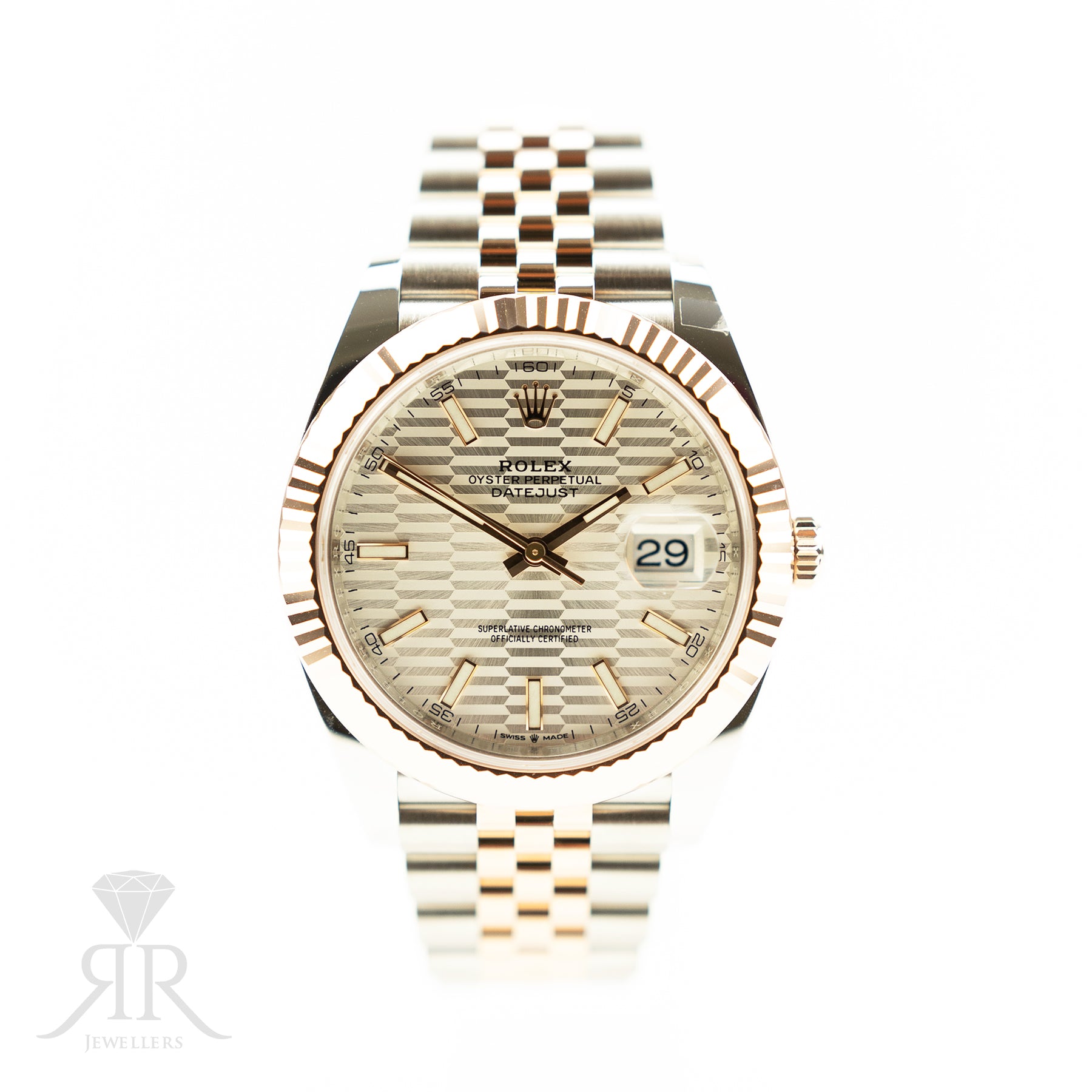 2023 Rolex DATEJUST 41mm Steel & Everose Gold, Fluted Bezel, Motif Dial 126331 AT RR JEWELLERS YARM