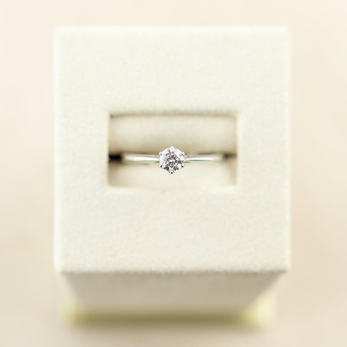 Platinum round brilliant 0.30ct D colour diamond 6 claw set solitaire ring