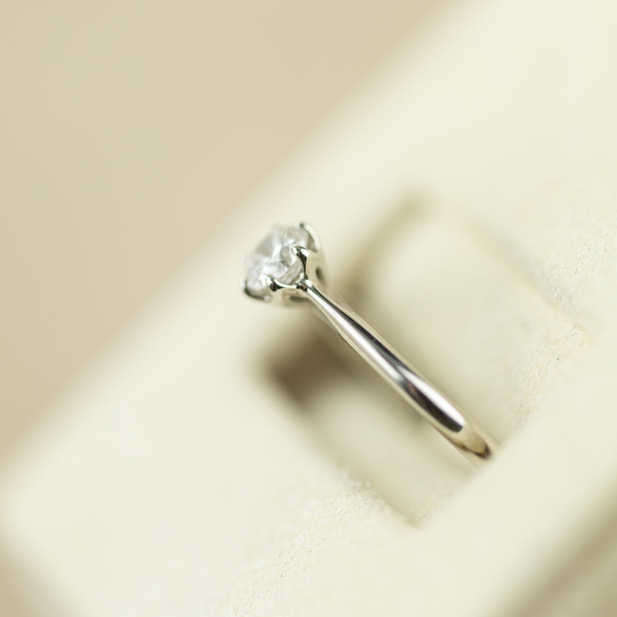 Platinum round brilliant 0.30ct D colour diamond 6 claw set solitaire ring