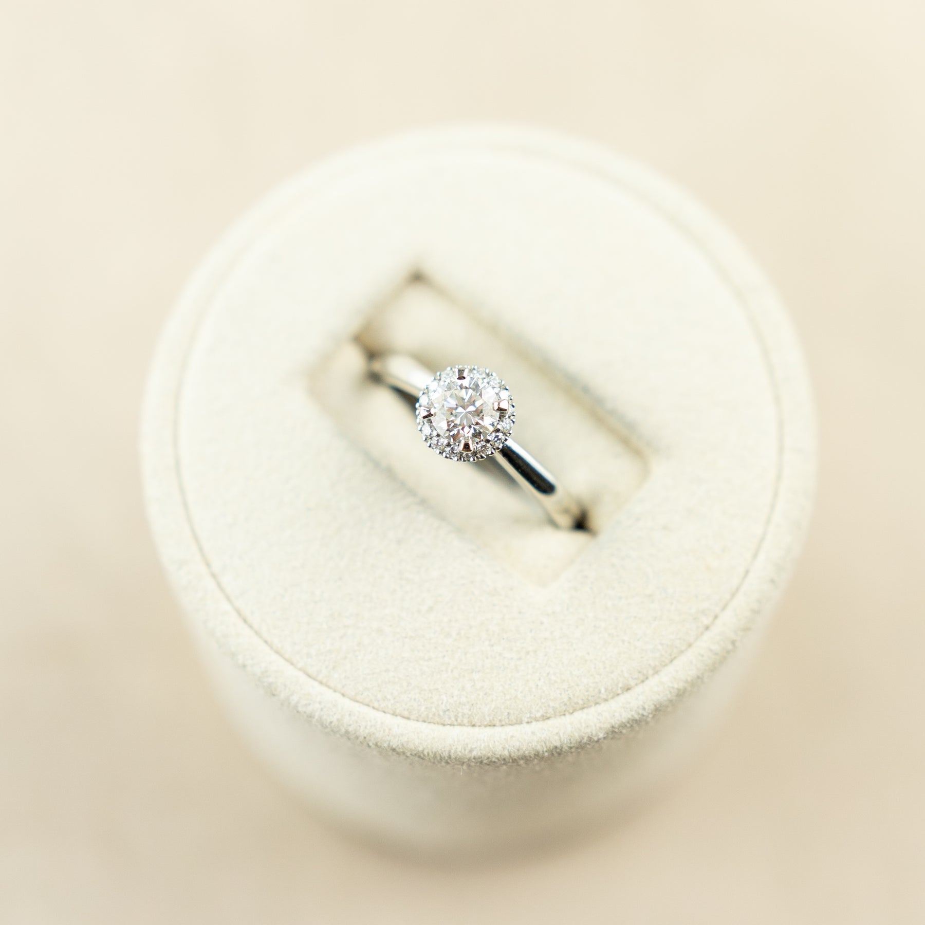 Platinum round 0.50ct GIA certificated diamond halo ring