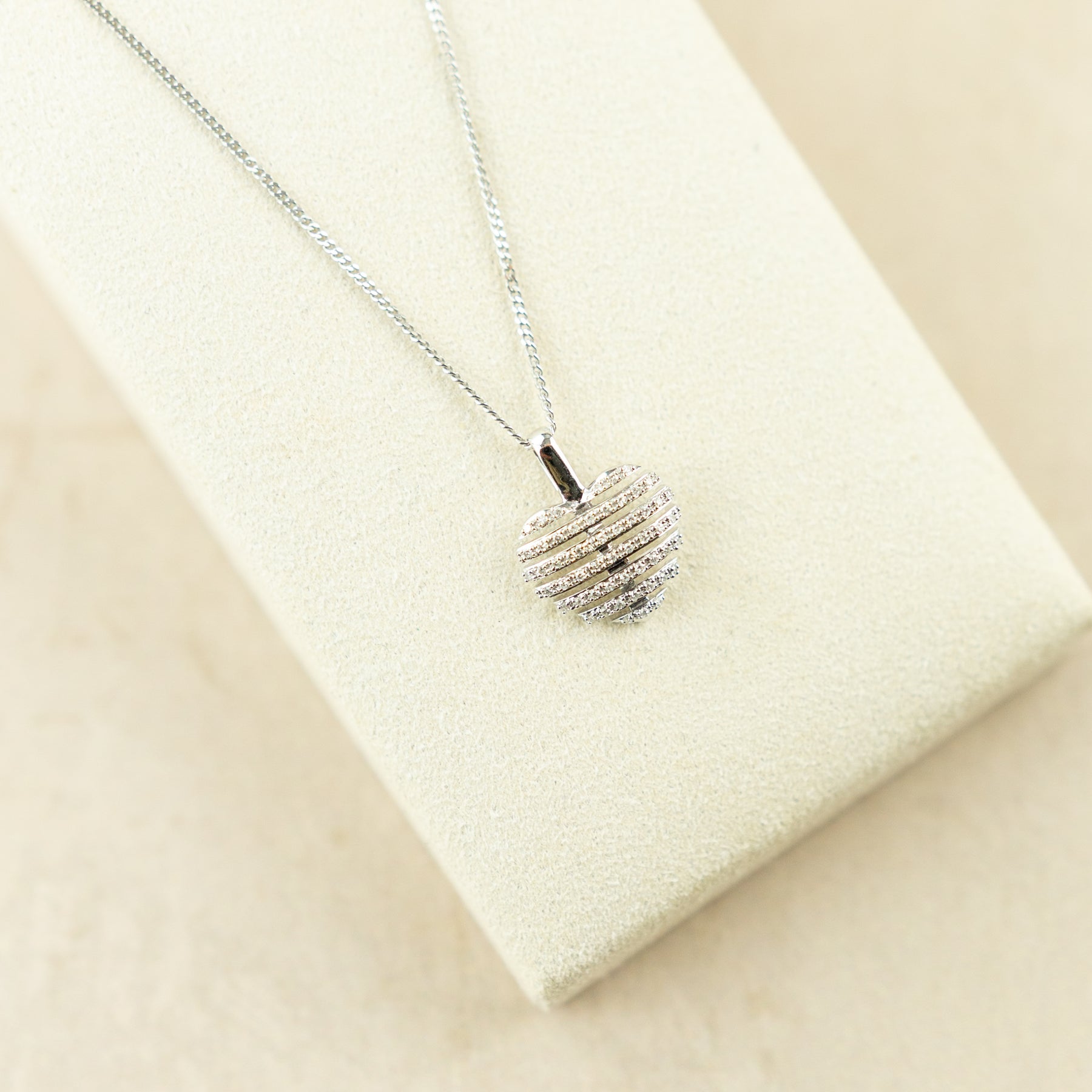 9ct white gold diamond split heart pendant