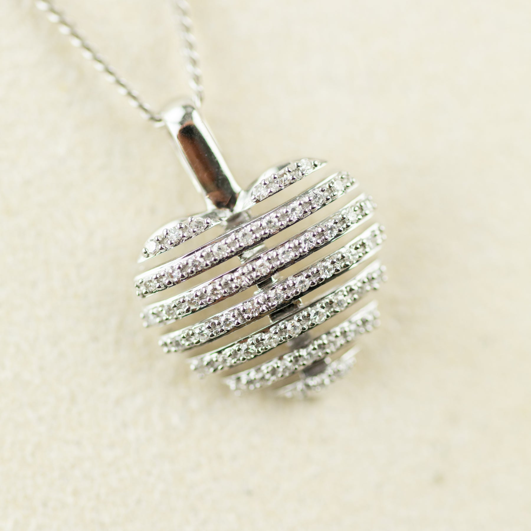 9ct white gold diamond split heart pendant