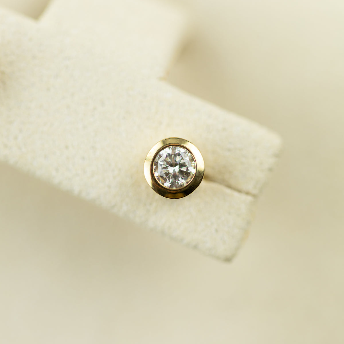 9ct yellow gold round 0.30cttw diamond bezel set stud earrings