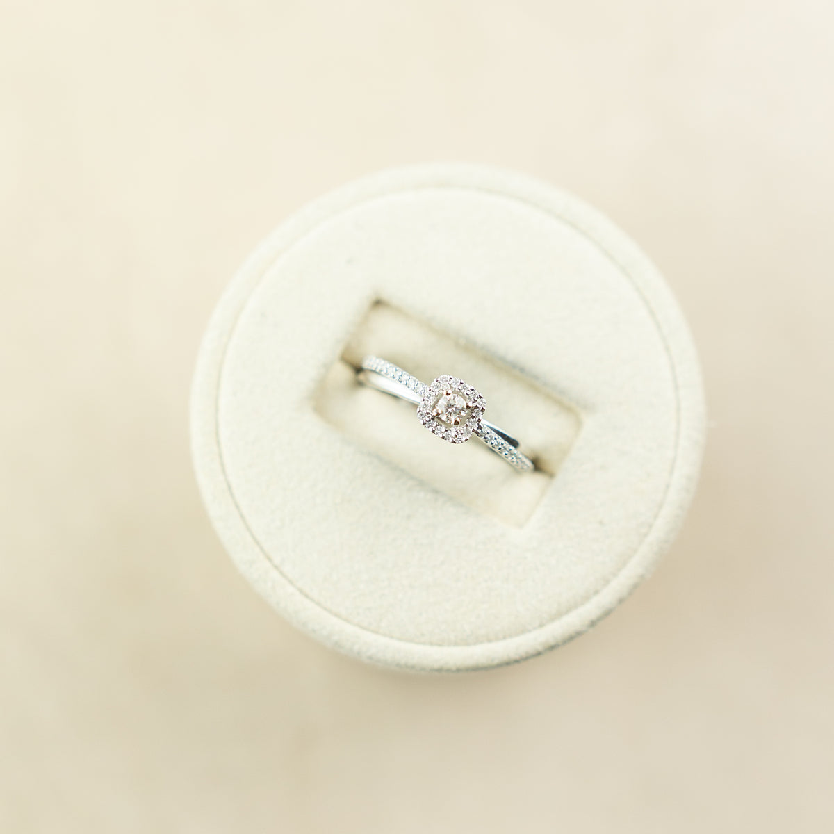 9ct white gold certified diamond princess halo with a contemporary twist ring