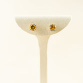9 Karat Yellow Gold round Citrine Studs with Diamond Halo
