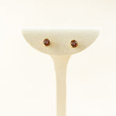 9 Karat Yellow Gold Smooth Bevel Garnet Studs at RR jewellers Yarm UK