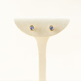 9 Karat Yellow Gold Smooth Bevel Tanzanite Studs at RR Jewellers Yarm UK