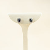 9 Karat White Gold Sapphire & Diamond Cluster Earrings