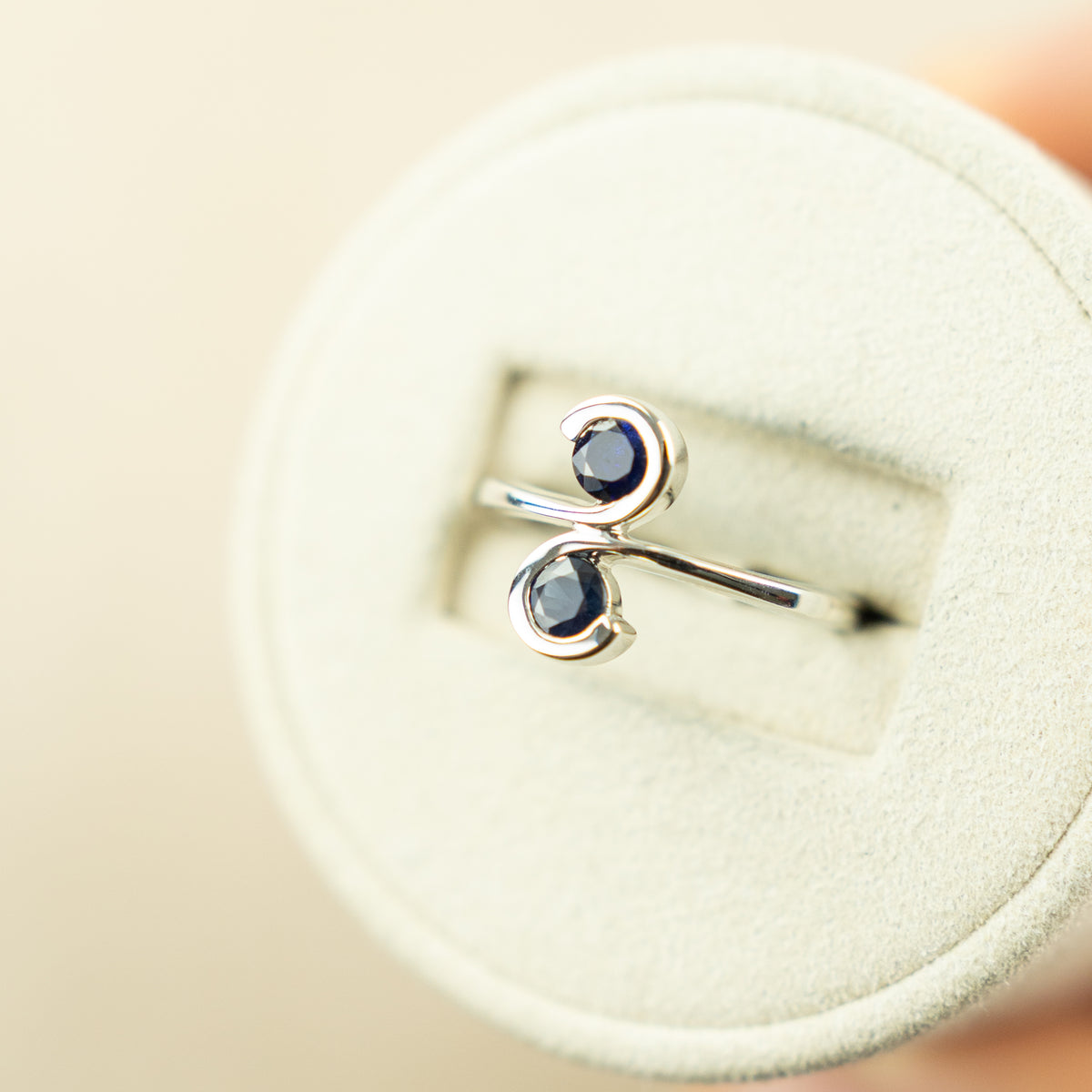 9 Karat White Gold Sapphire 2 Stone Ring