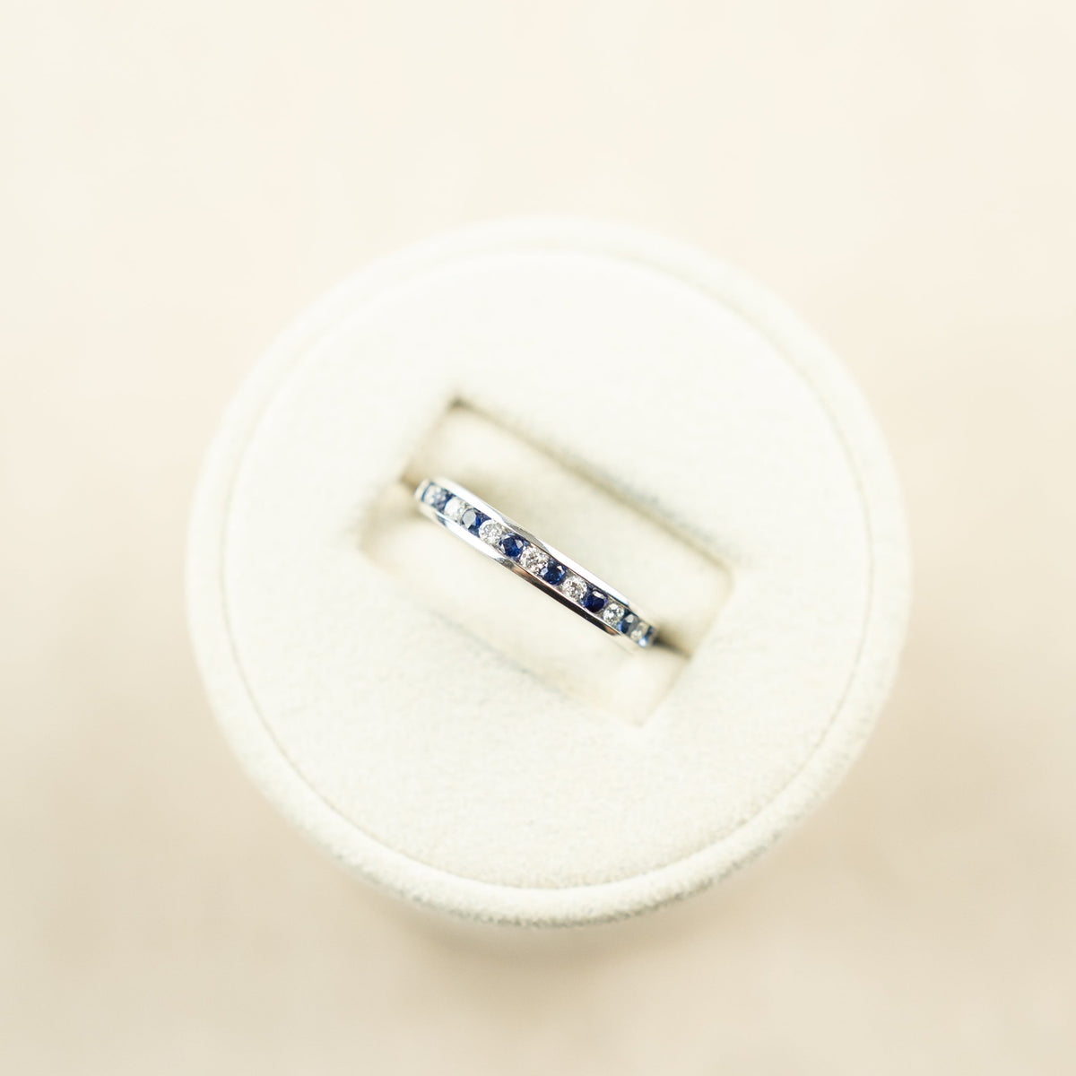 9 Karat White Gold Sapphire & Diamond Half Eternity Ring
