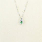 9 Karat White Gold Emerald Cushion Halo Pendant