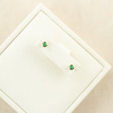 9 Karat Yellow Gold Emerald Round Smooth Bevel Studs