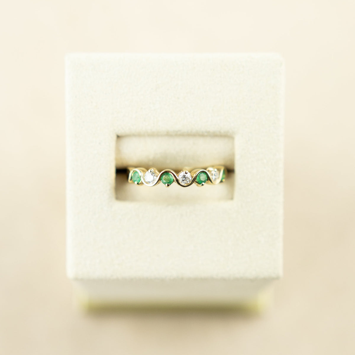 9 Karat Yellow Gold Emerald & Diamond Eternity Ring