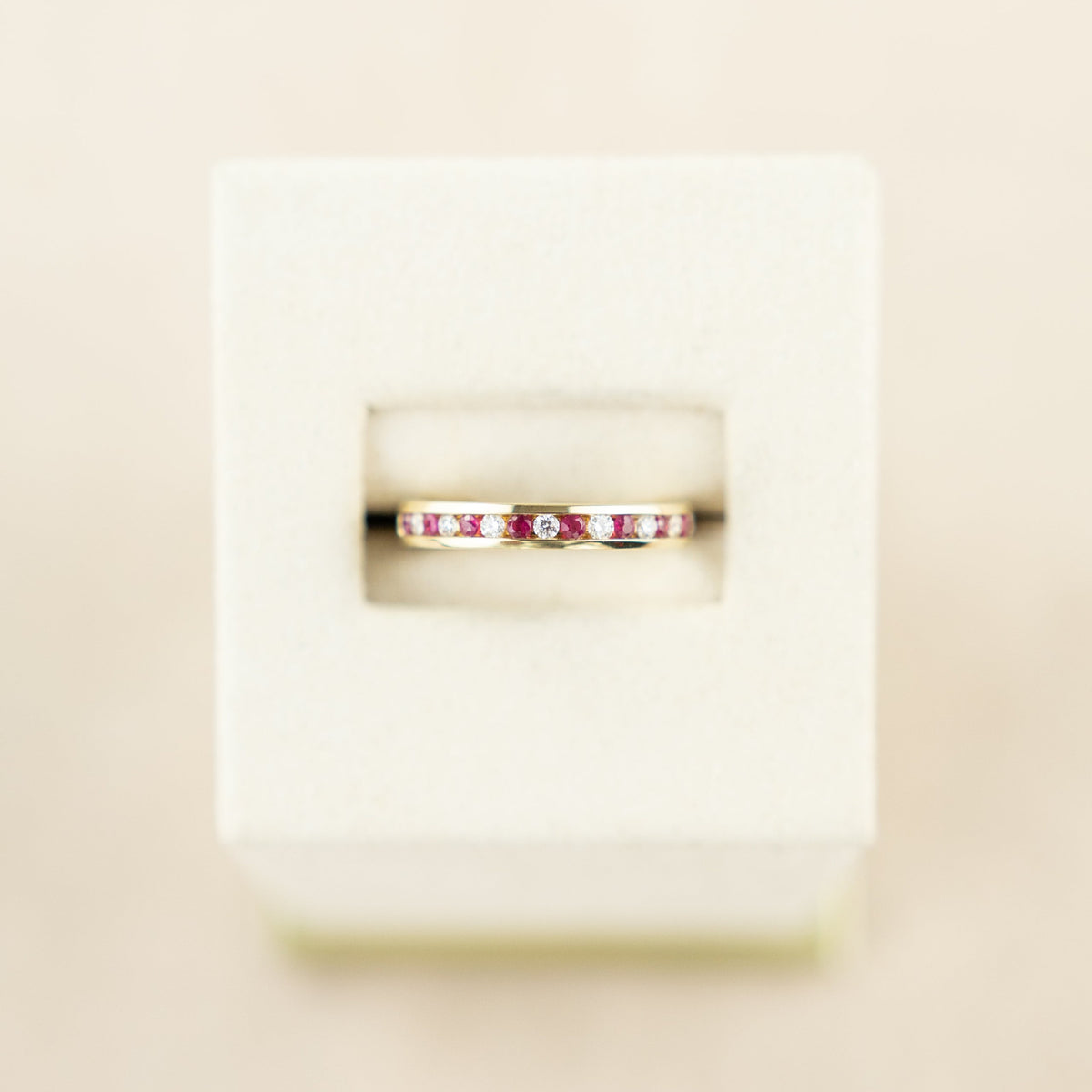 9 Karat Yellow Gold Ruby & Diamond Half Eternity Ring