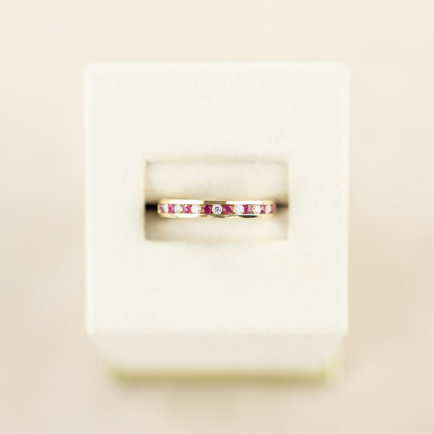 9 Karat Yellow Gold Ruby & Diamond Half Eternity Ring