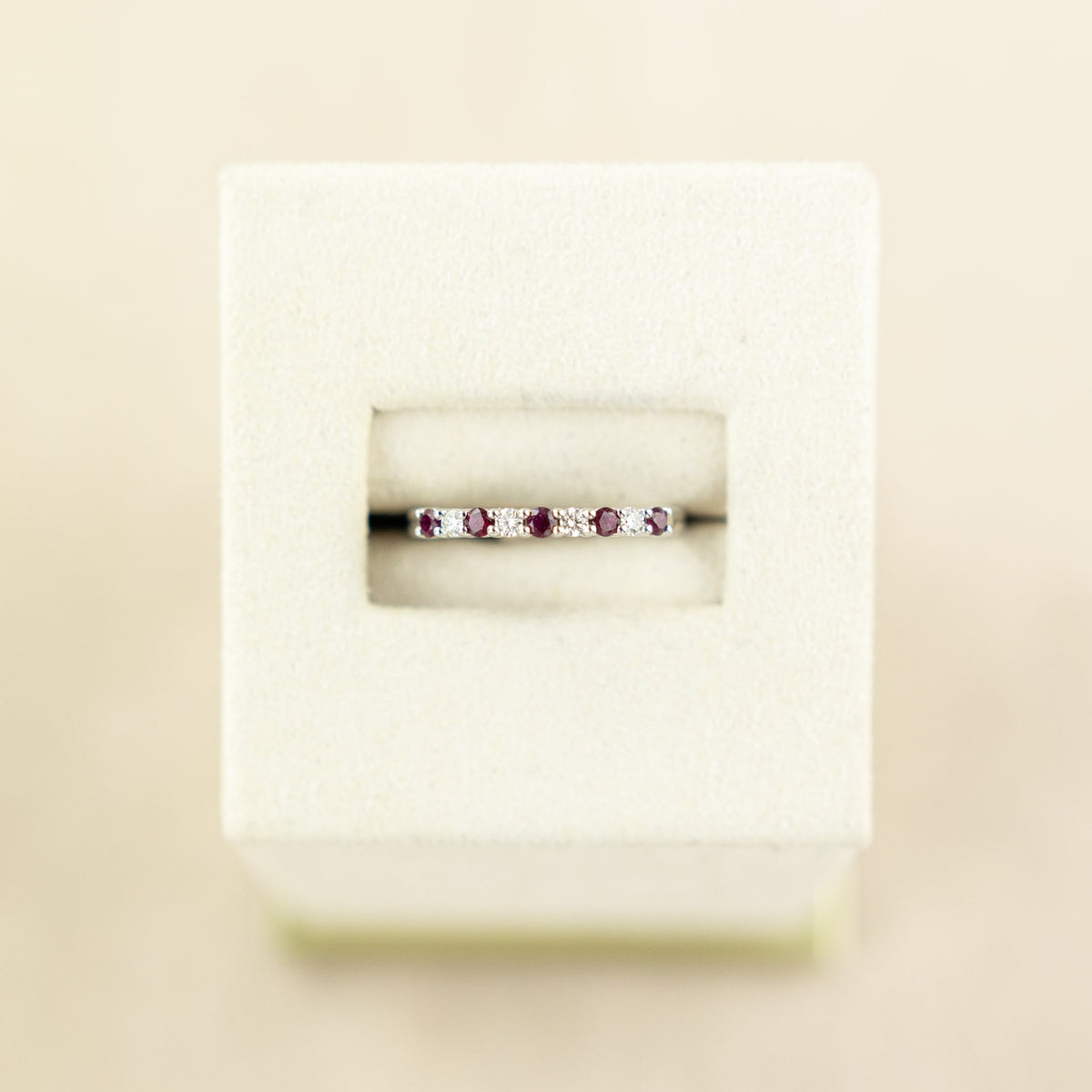 9 Karat White Gold Ruby & Diamond Claw Set Eternity Ring