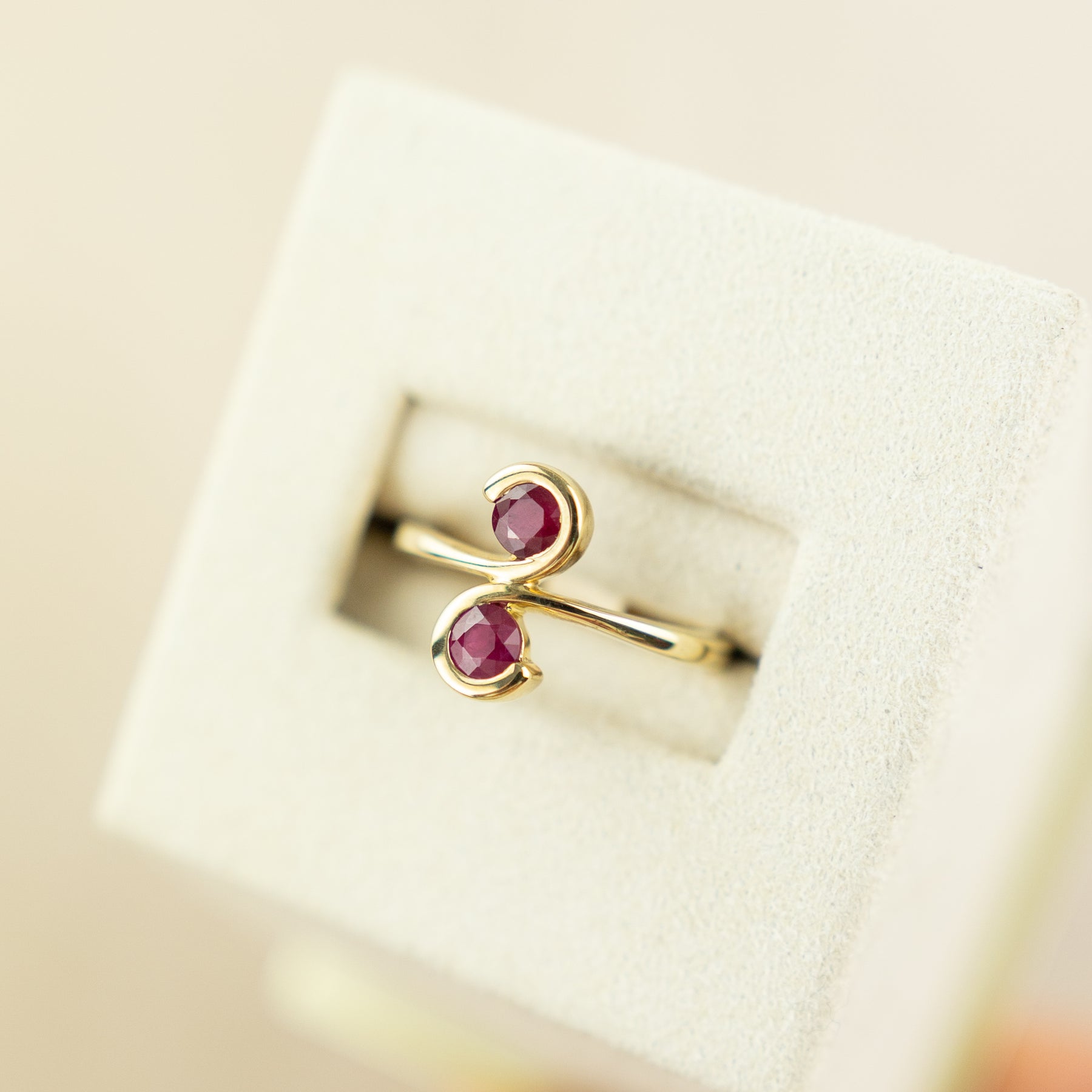 9 Karat Yellow Gold Ruby Swirl Ring