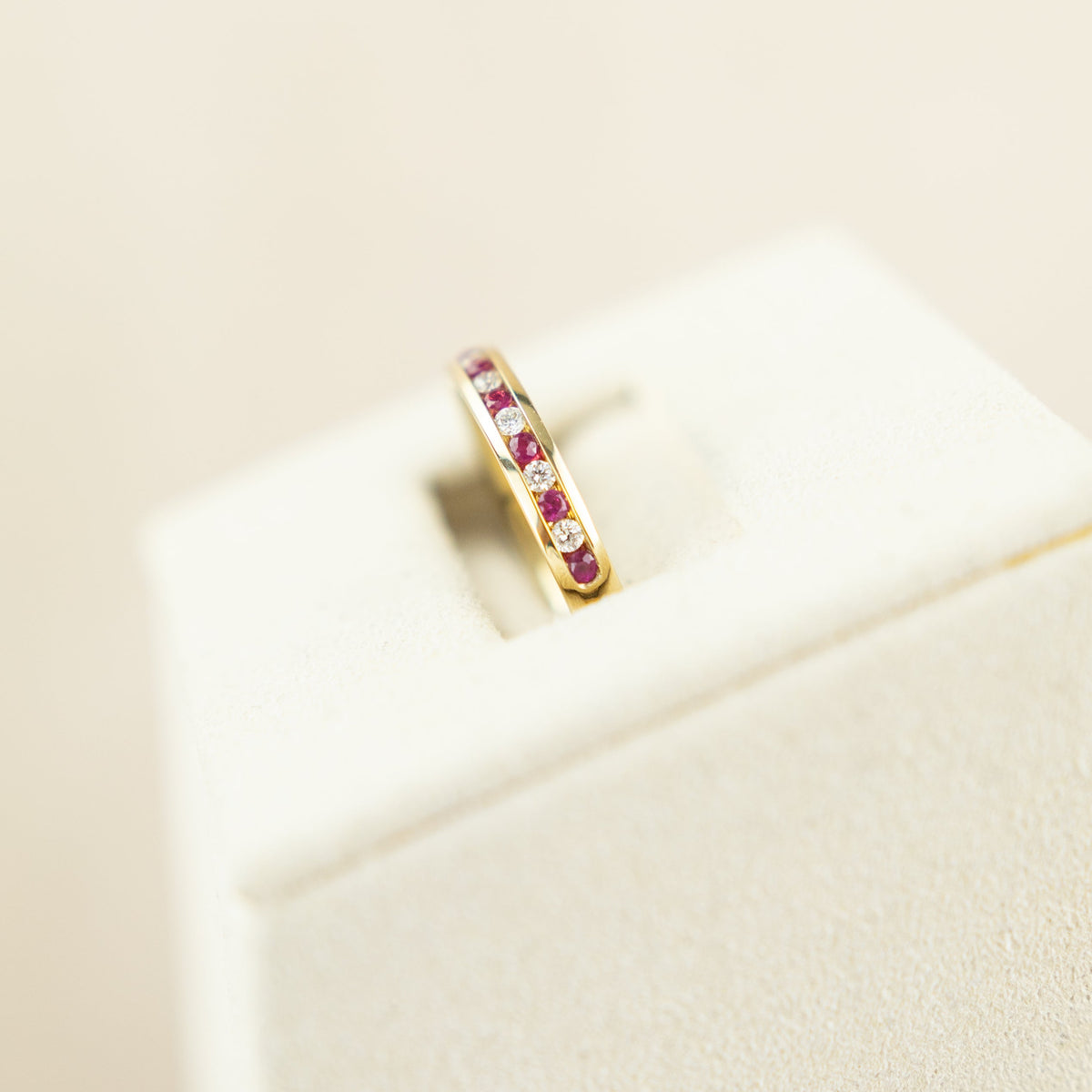9 Karat Yellow Gold Ruby & Diamond Half Eternity Ring
