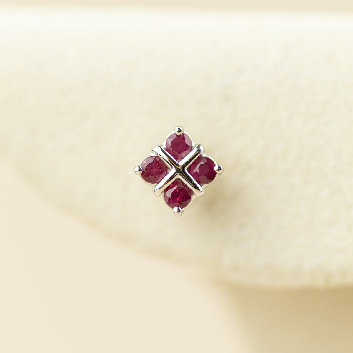 9 Karat White Gold Ruby Cluster Earrings