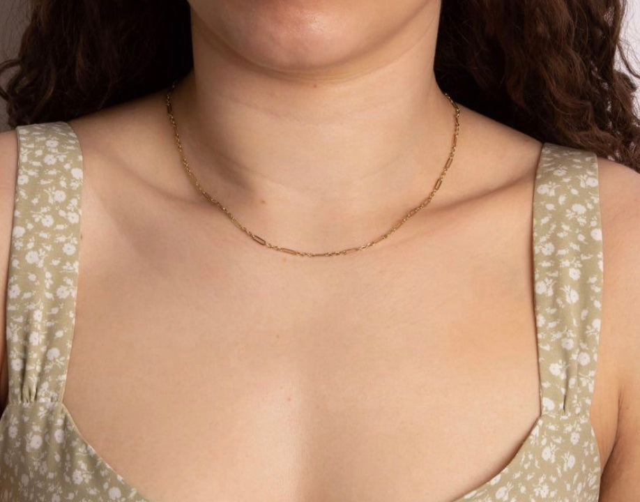 9ct yellow gold mixed length link necklace