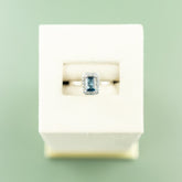 9 Karat White Gold Emerald Cut London Blue Topaz Ring