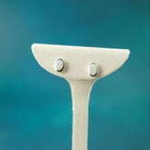 9 Karat White Gold Opal Rub Over Studs