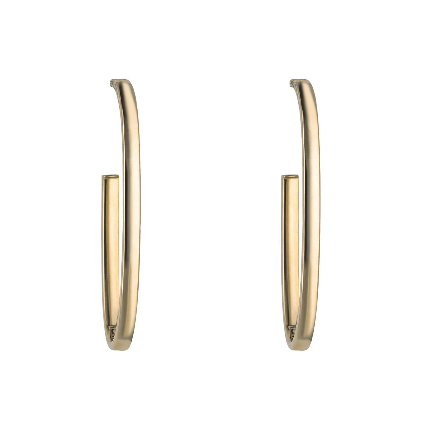 9ct Yellow Gold Oval 3/4 Hoop Earrings