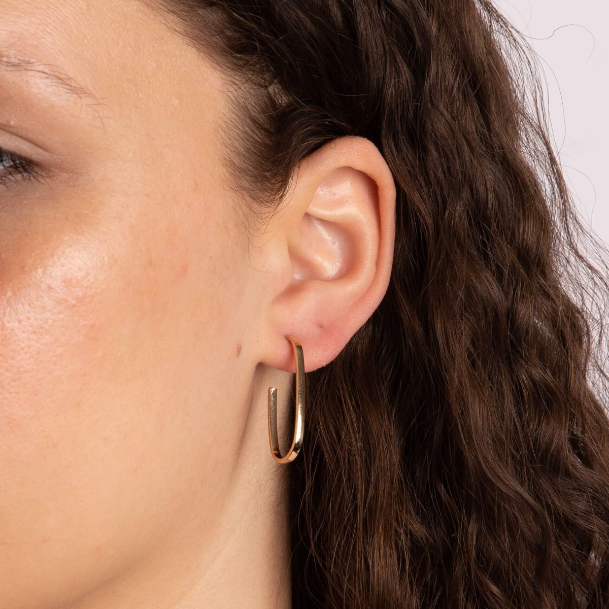 9ct Yellow Gold Oval 3/4 Hoop Earrings