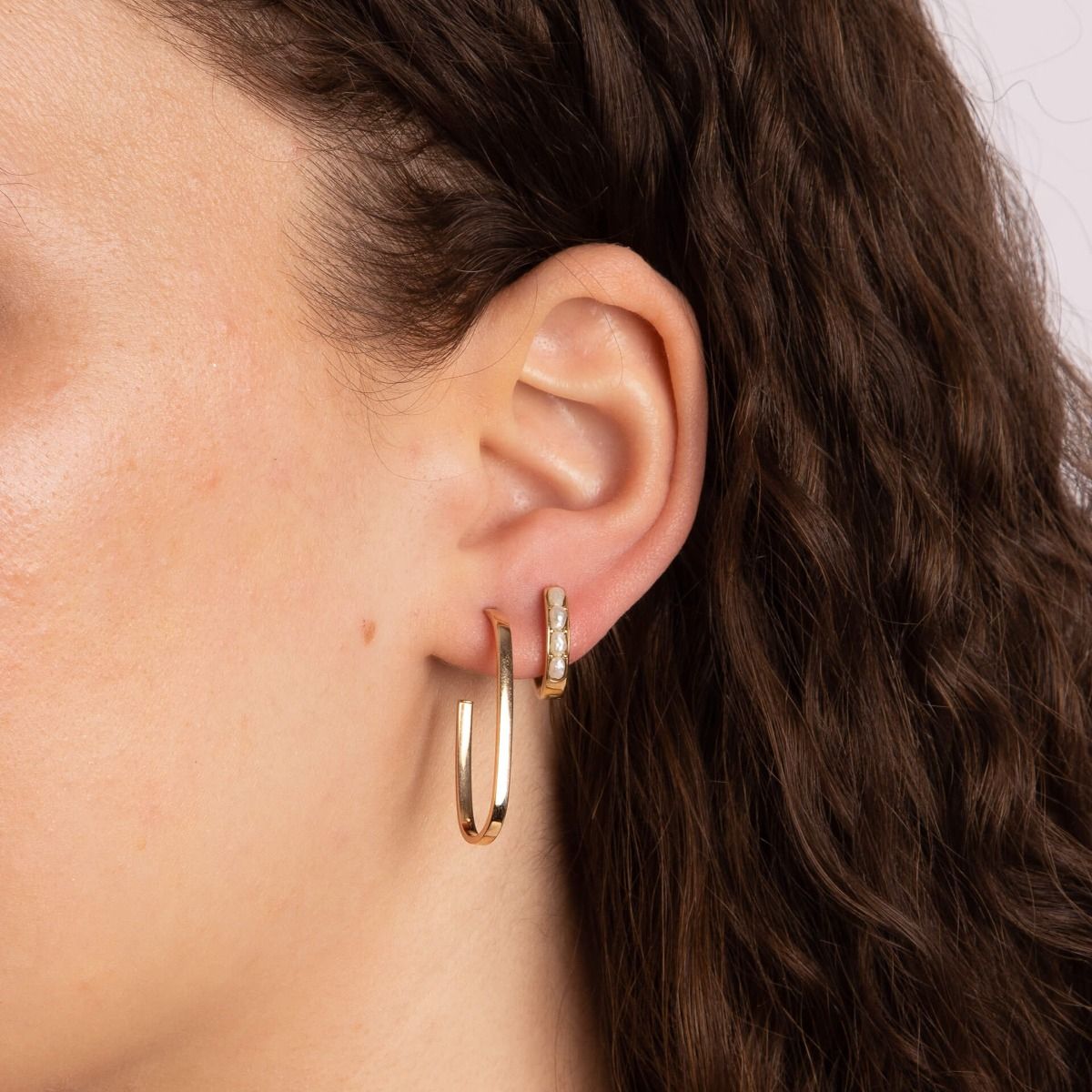 9ct Yellow Gold Oval 3/4 Hoop Earrings