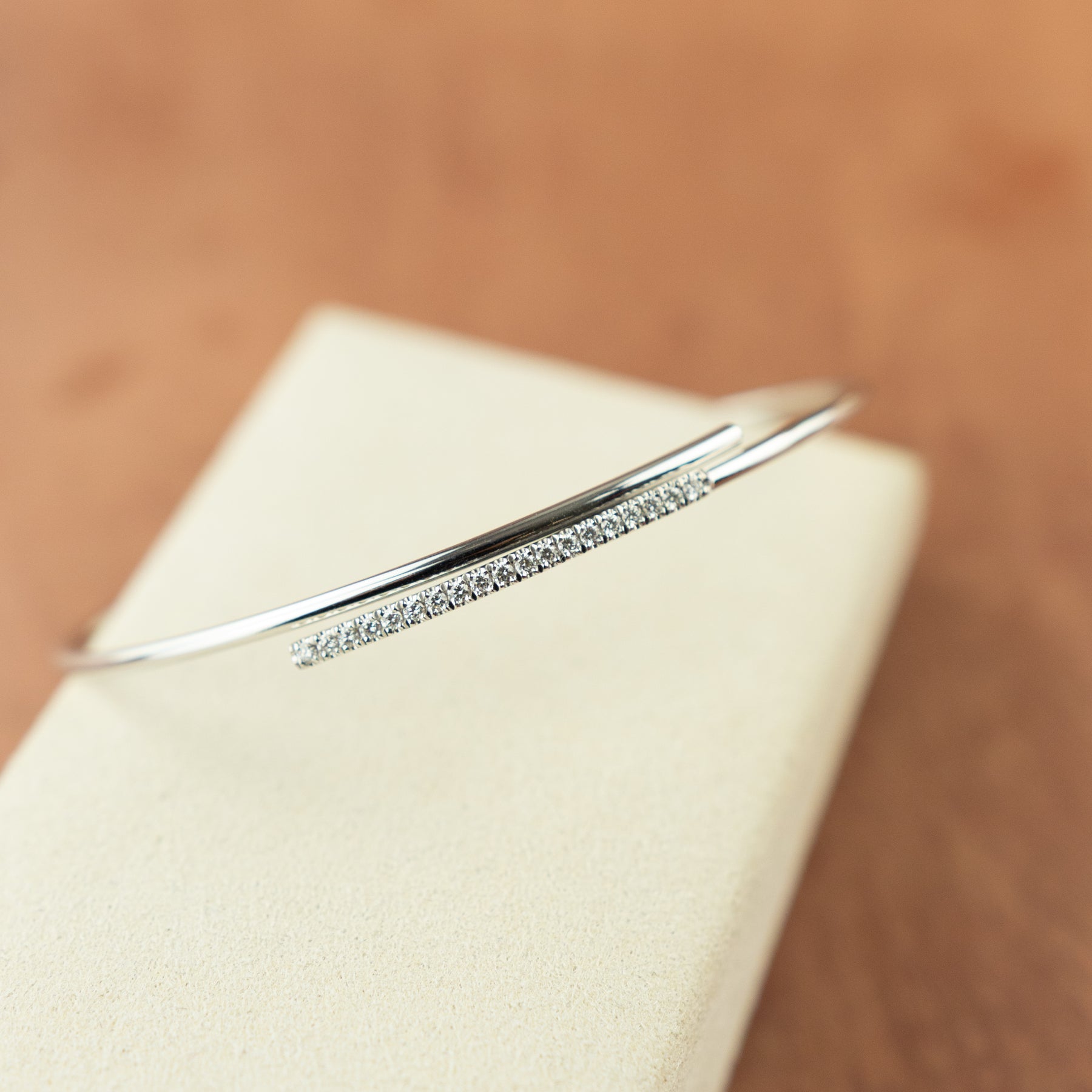 18 Karat White Gold Pave Set Diamond Bangle