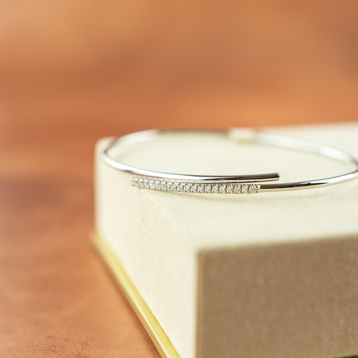 18 Karat White Gold Pave Set Diamond Bangle