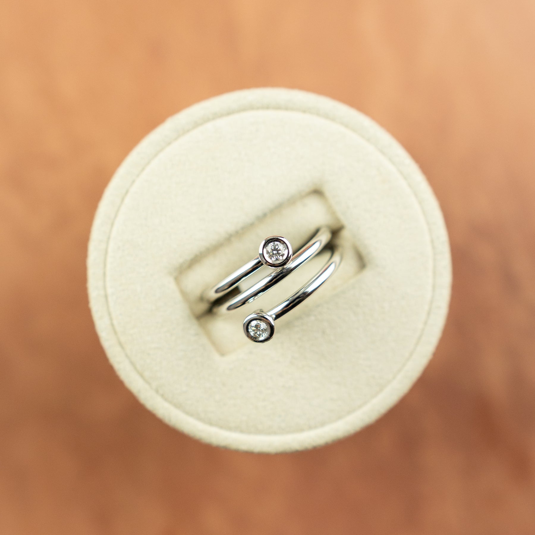 18 Karat White Gold 2 Bezel Set Diamond ring