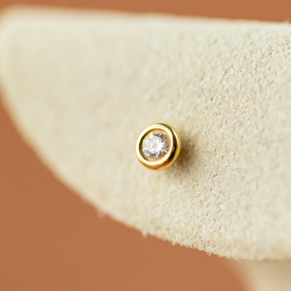 18 Karat Yellow Gold Bezel Set Diamond Earrings 0.10ct