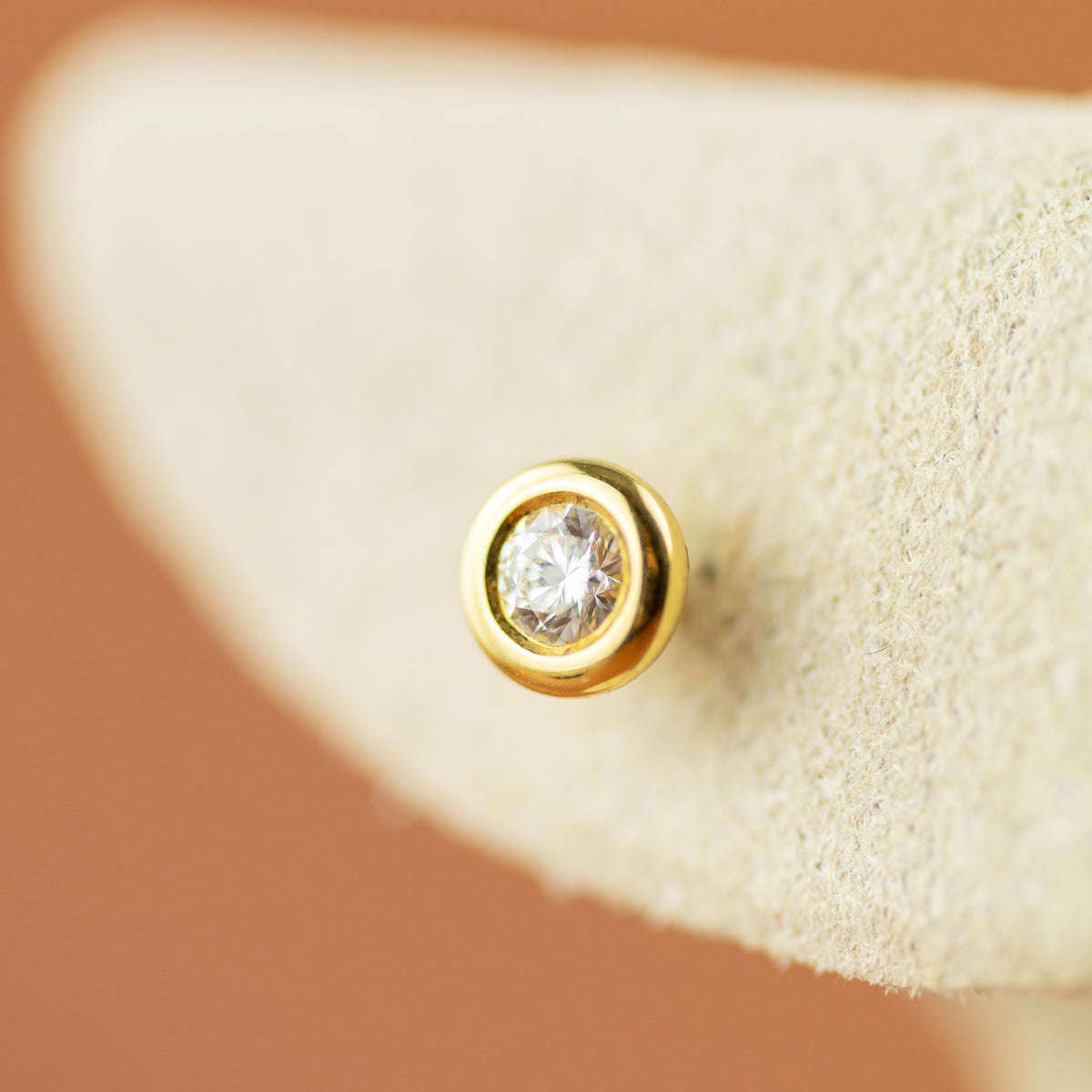 18 Karat Yellow Gold Bezel Set Diamond Earrings 0.20ct