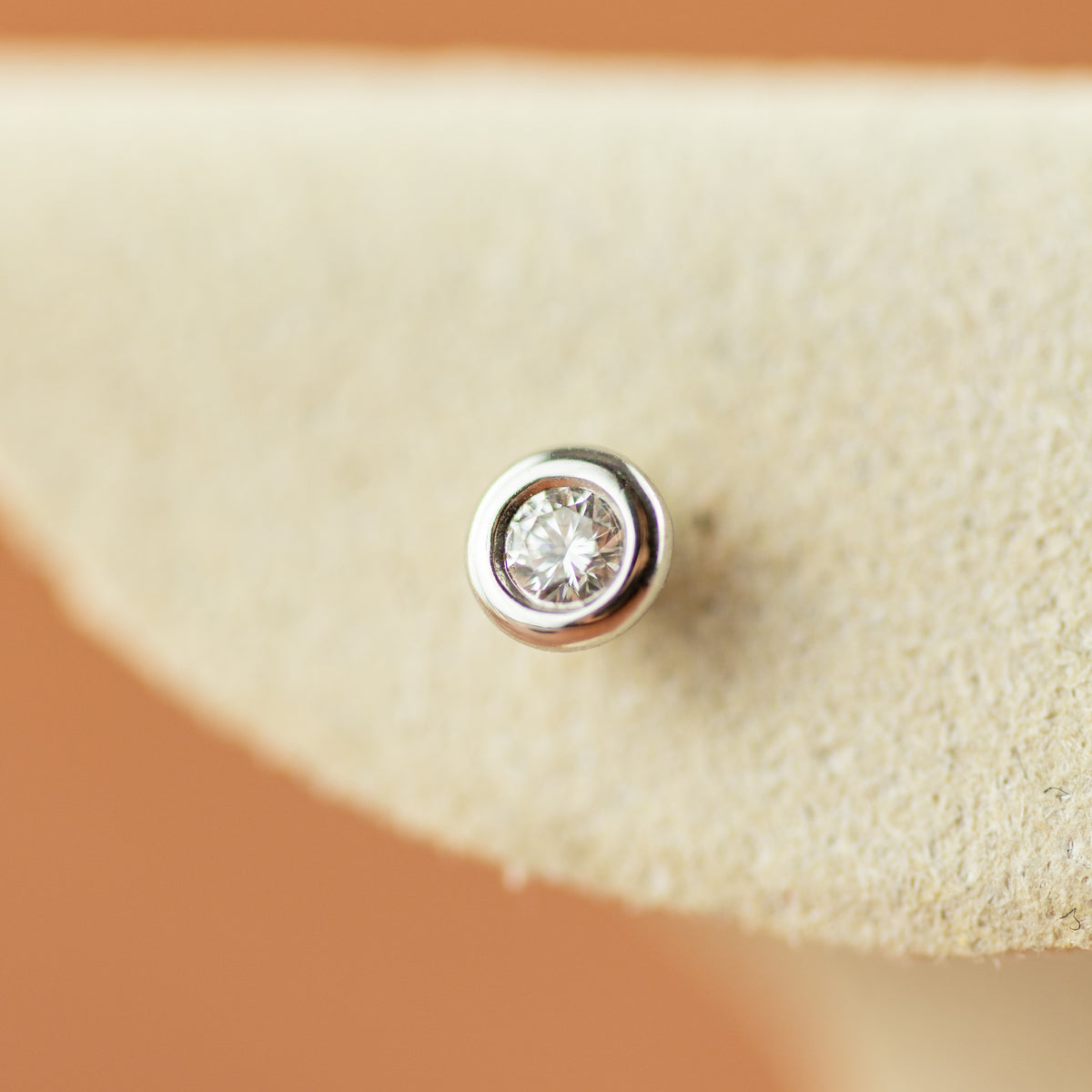 18 Karat White Gold Bezel Set Diamond Earrings 0.14ct