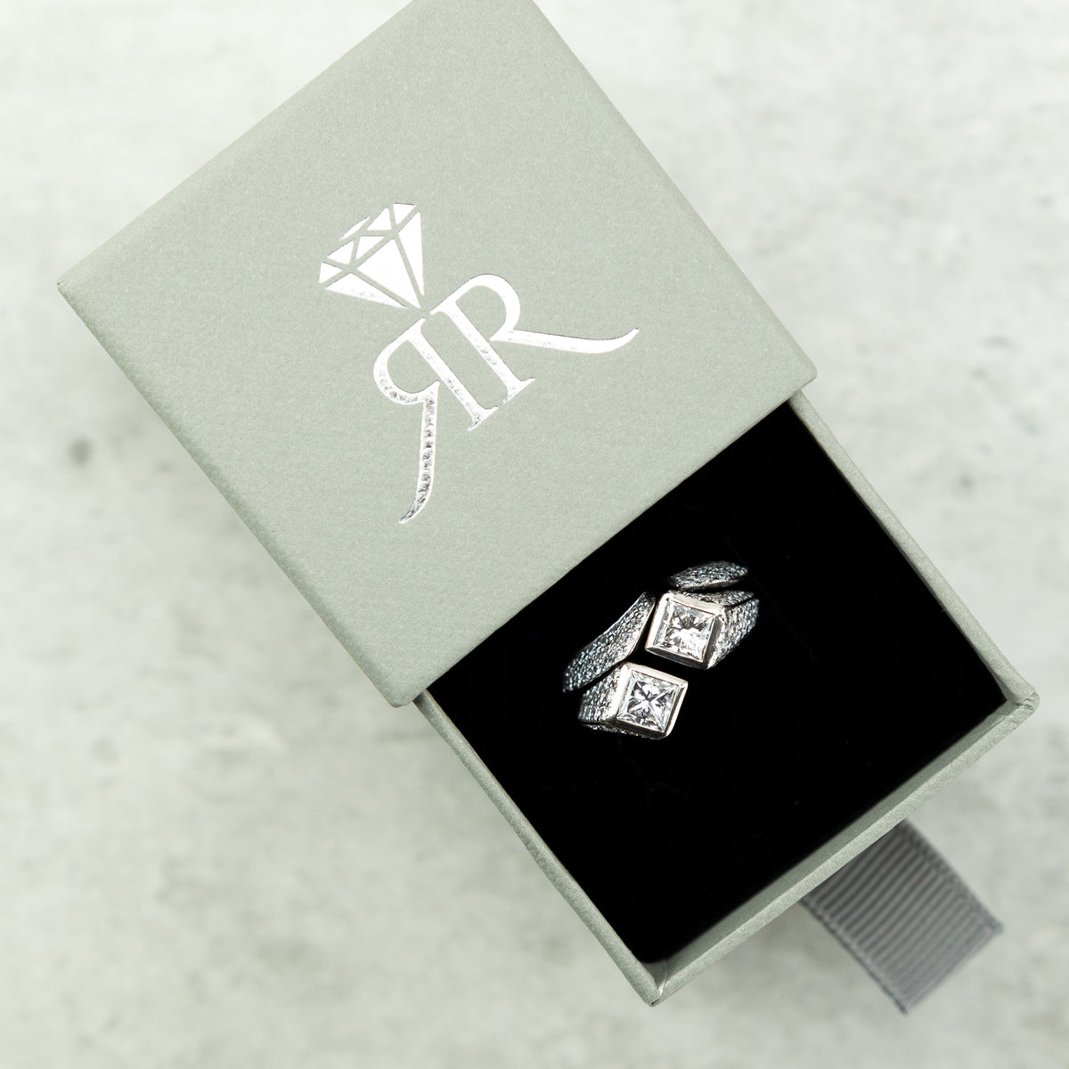 Pre - Loved  18 Karat White Gold Double Ring Set 2.13ct Total Diamond at RR Jewellers Yarm