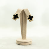 Designer Inspired 9ct Large Yellow Gold Onyx Petal Earrings