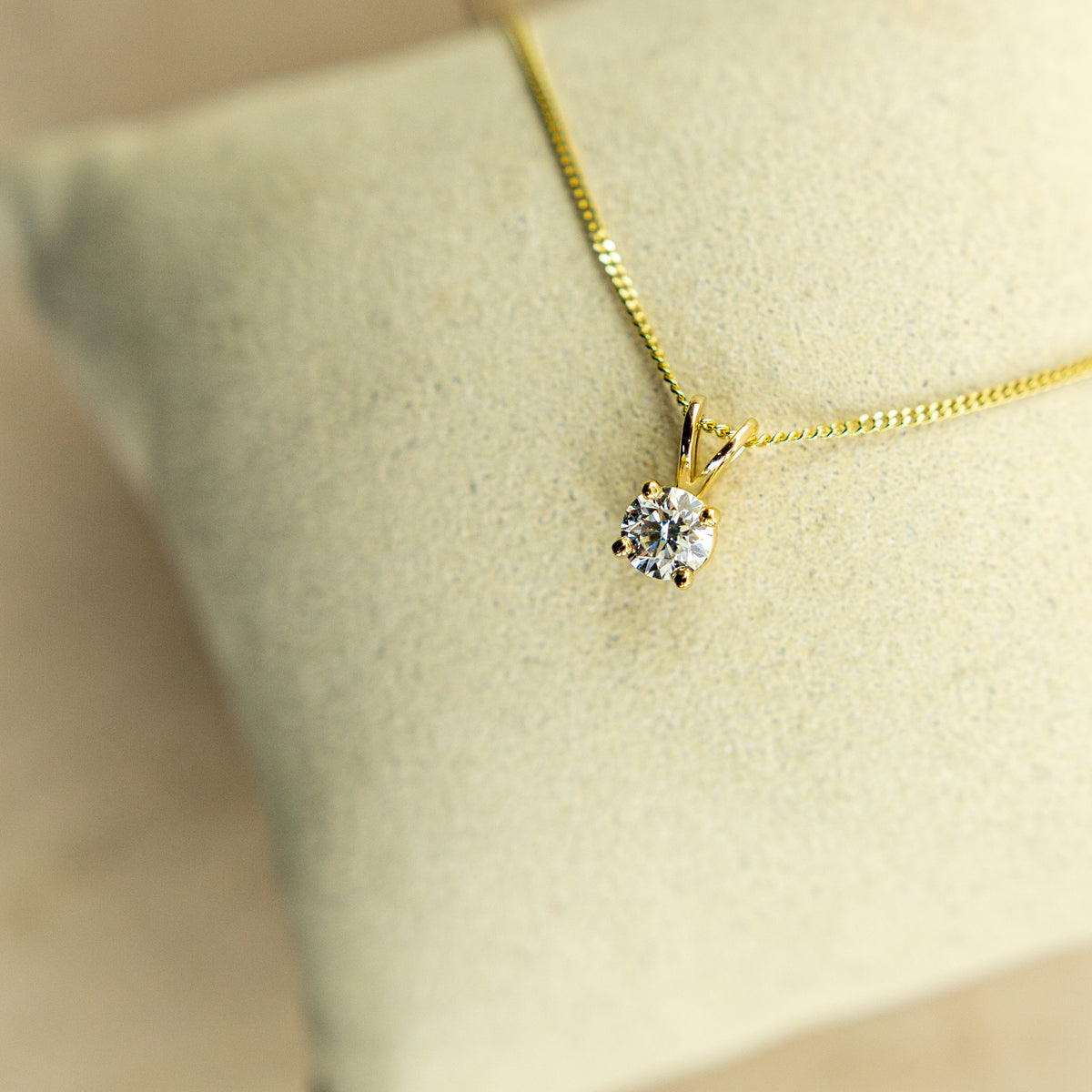 0.50ct Natural GIA Certified Round Pendant With 9 Karat Yellow Gold Claw & Chain available at RR Jewellers Yarm