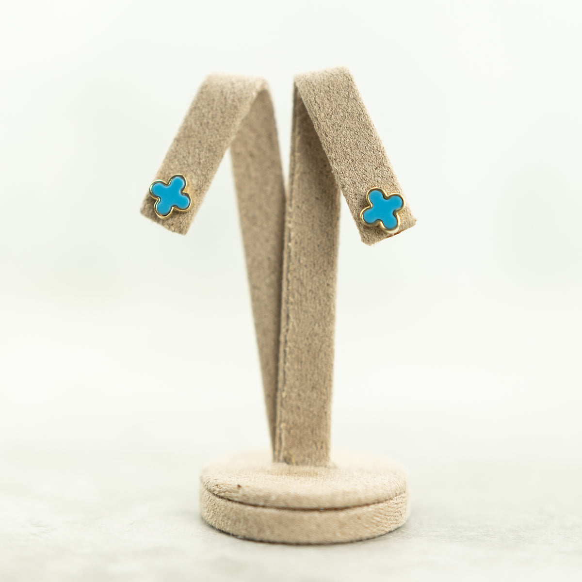 Designer Inspired 9ct Yellow Gold Turquoise Petal Earrings