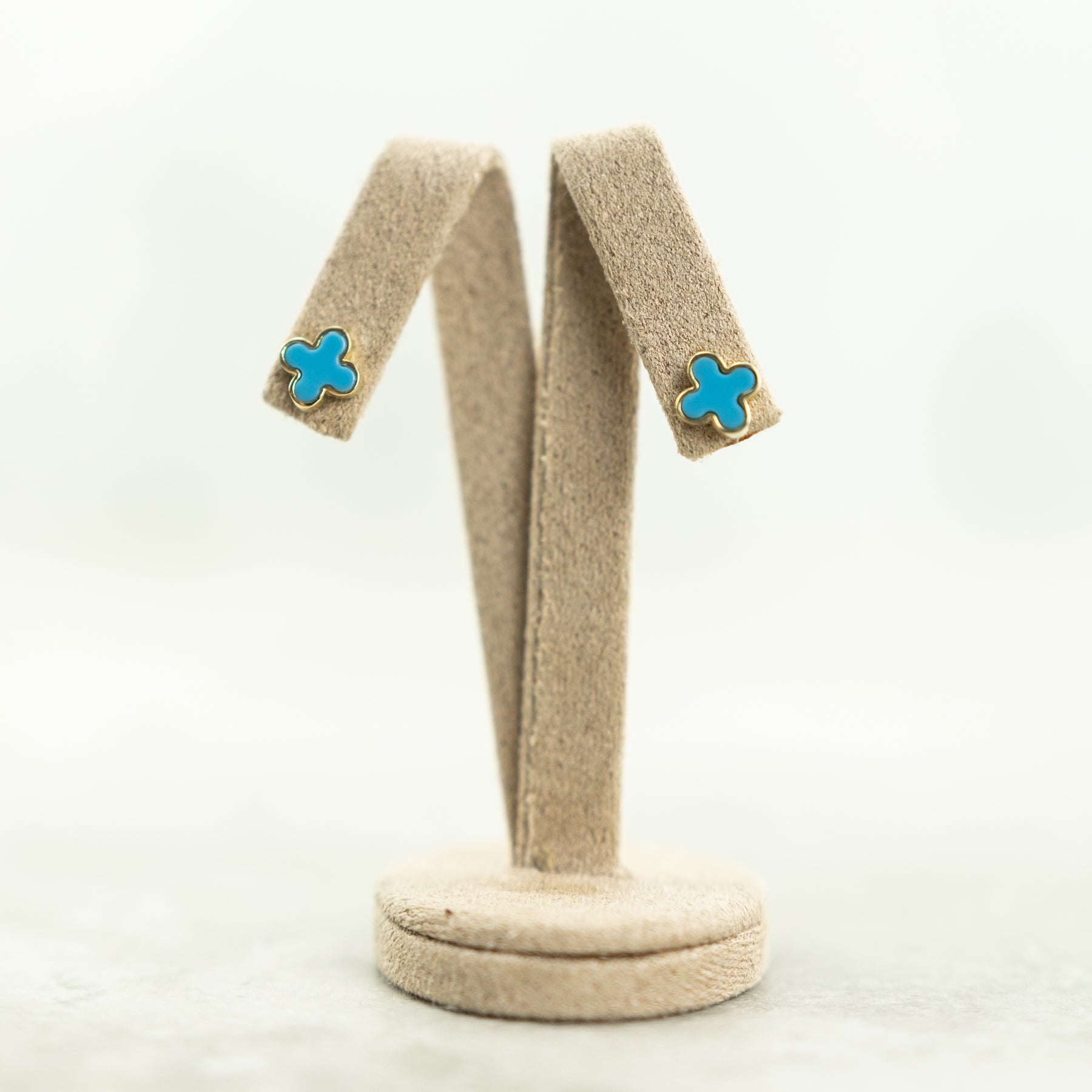 Designer Inspired 9ct Yellow Gold Turquoise Petal Earrings